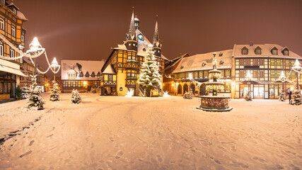 Panorama Wernigerode Weihnachtsmarkt Winter