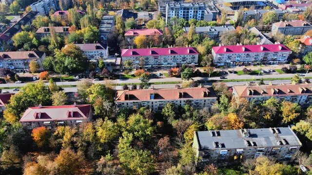 Top view of rooftops, Uzhgorod, located in Transcarpathia typical buildings in the panorama view Ukraine Europe
