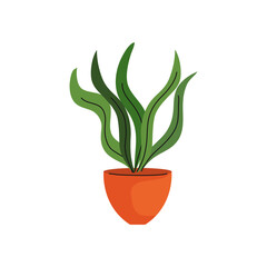 house plant in ceramic pot orange color icon vector illustration design