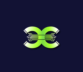 CC Alphabet Technology Data Circuit Logo Design Company Concept