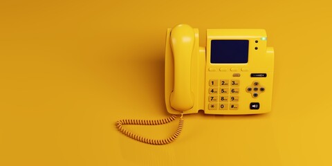 A Yellow Digital Voip Landline Telephone
