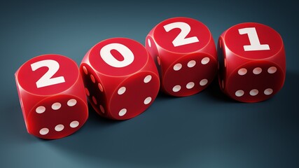 Red Dice Forming the Number 2021