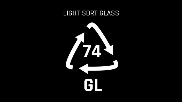 Light Sort Glass or GL or number 74 Recycle Symbol Animation Seamless Loop