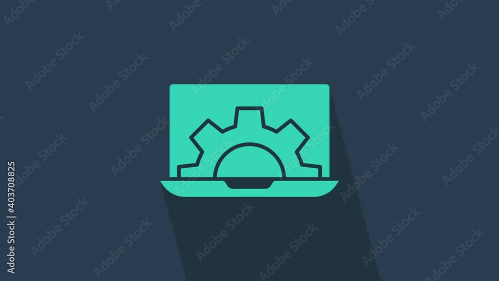 Wall mural turquoise software, web development, programming concept icon isolated on blue background. programmi