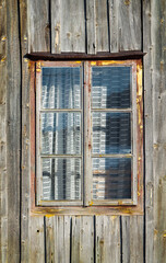 Obraz na płótnie Canvas Old wooden window with curtain.