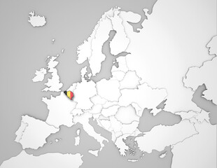 3D Europakarte auf der Belgien hervorgehoben wird 