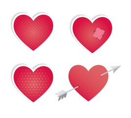 bundle of valentines day hearts and arrow vector illustration design