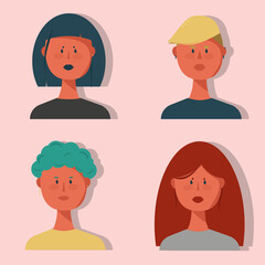 Four girls characters avatar pack