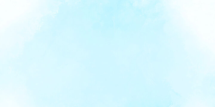 Beautiful watercolor white and baby soft blue background, cloudy summer or spring sky pastel paper	