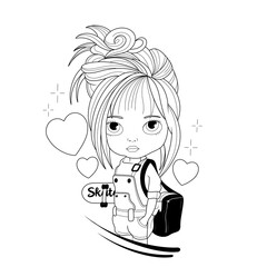 silhouette of doll with skate