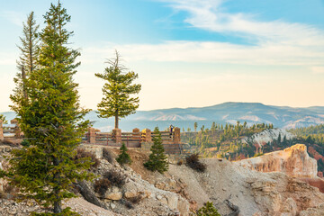 Red rocks and pine tree forest. Rainbow Point, Bryce Canyon National Park, Utah