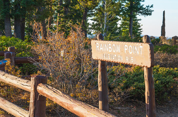 Rainbow Point sign in Bryce Canyon National Park, Utah