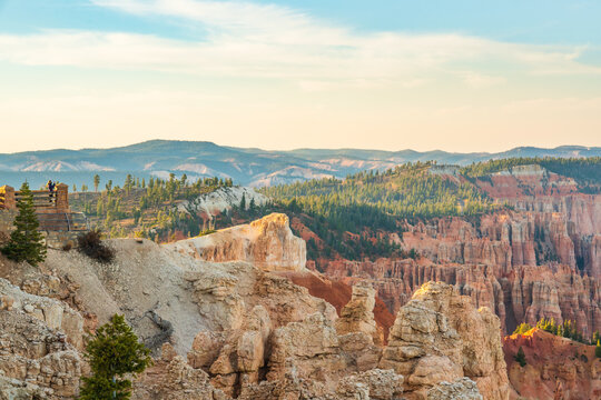 Red rocks and pine tree forest. Rainbow Point, Bryce Canyon National Park, Utah