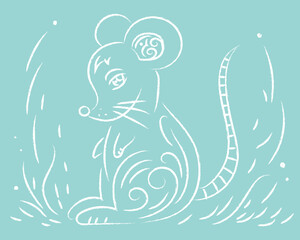 Cute mouse line art cartoon