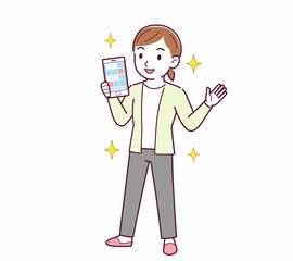 Young woman in a cardigan_smartphone