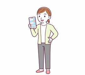 Young woman in a cardigan_smartphone