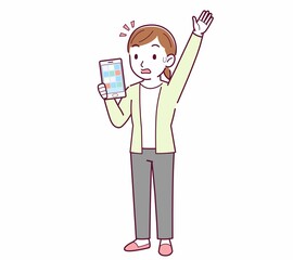 Young woman in a cardigan_smartphone