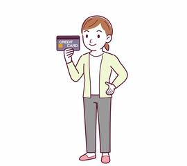 Young woman in a cardigan_credit card