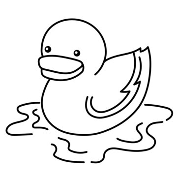 Little duck line art cartoon