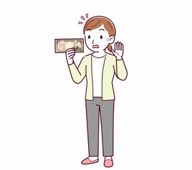 Young woman in a cardigan_Ten thousand yen