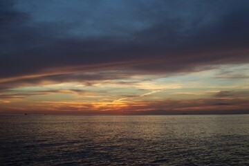 Beautiful sunset in Ocean, Key Biscayne, Florida, USA