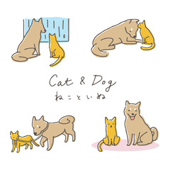 ペット・猫と犬　ポーズ