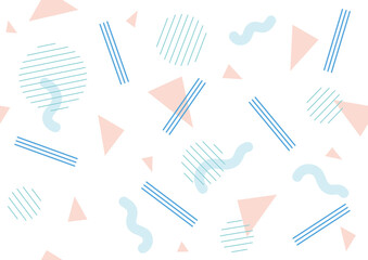 三角、丸、線の幾何学模様のシームレスパターン