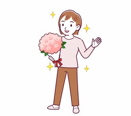 Young woman in a cardigan_bouquet