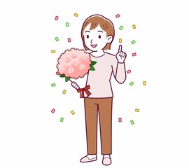 Young woman in a cardigan_bouquet