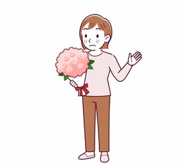 Young woman in a cardigan_bouquet