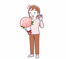 Young woman in a cardigan_bouquet
