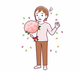 Young woman in a cardigan_bouquet