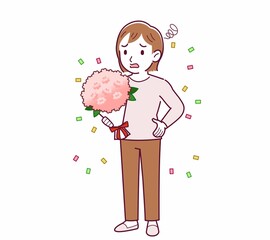 Young woman in a cardigan_bouquet