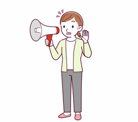 Young woman in a cardigan_Loudspeake