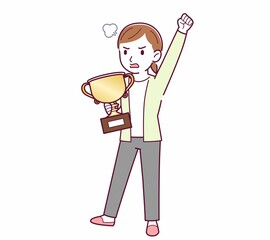 Fototapeta premium Young woman in a cardigan_Trophy