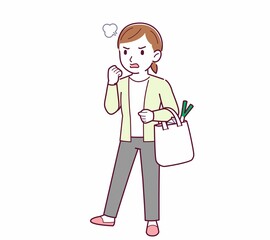 Young woman in a cardigan_shopping