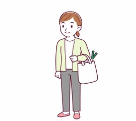 Young woman in a cardigan_shopping