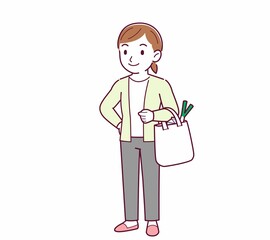 Young woman in a cardigan_shopping