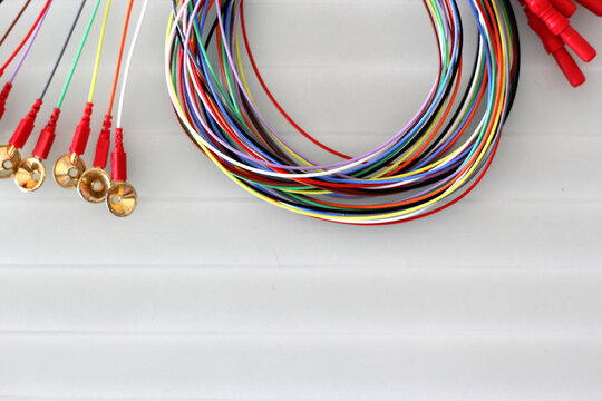 colored leads, clinical electrodes gold cup for electroencephalogram and medical electrodiagnosis