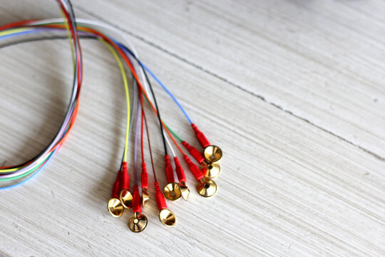 colored leads, clinical electrodes gold cup for electroencephalogram and medical electrodiagnosis