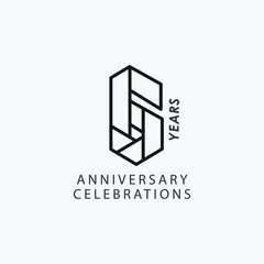 6 year anniversary vector template. Design for your celebration.