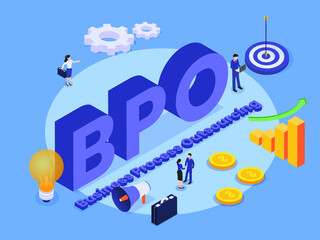 business process outsourcing (BPO) isometric 3d vector concept for banner, website, illustration, landing page, flyer, etc.