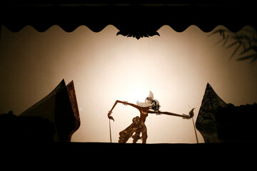 silhouette of wayang kulit or shadow puppet. traditional puppet from indonesia