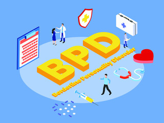 Borderline personality disorder (BPD) isometric 3d vector concept for banner, website, illustration, landing page, flyer, etc.