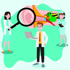 Otology 2D flat vector concept for banner, website, illustration, landing page, flyer, etc.