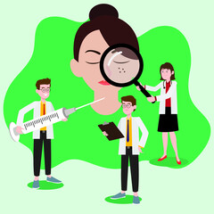 Dermatologist 2D flat vector concept for banner, website, illustration, landing page, flyer, etc.