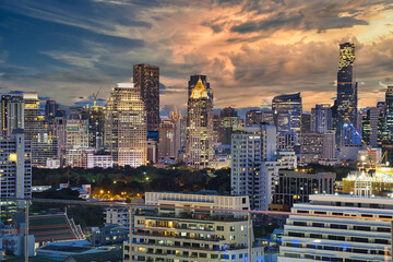 city skyline at night