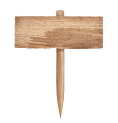 Wooden sign isolated on white with clipping path