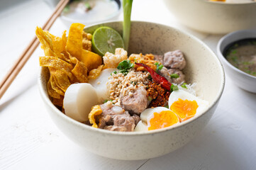 Thai tom yom rice noodle with soup