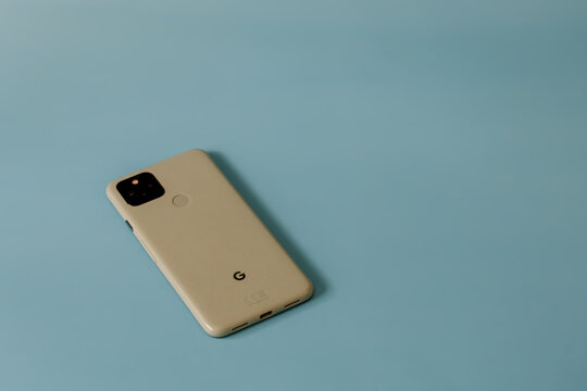 Google Pixel 5 Smartphone Face-down In Ottawa, Canada On January 7, 2021